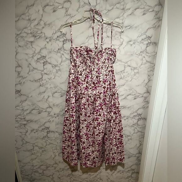 Jason Wu Ivory A-Line Dress with Pink & Brown Floral Pattern - Picture 4 of 7